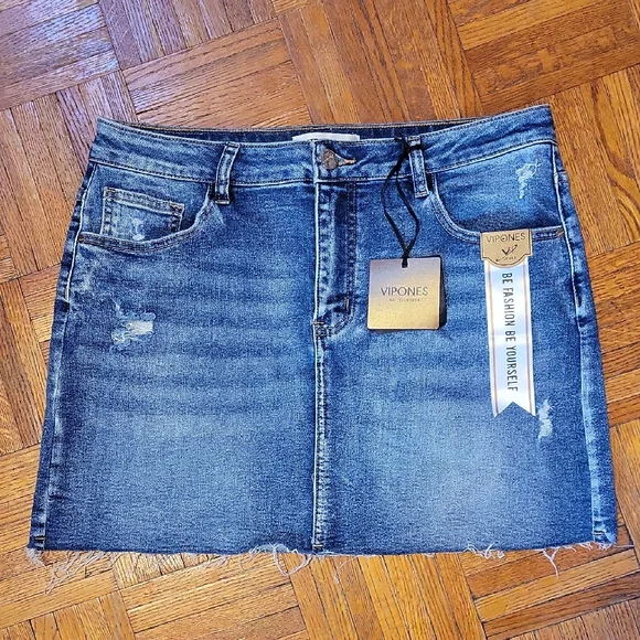 Vipones Denim Mini Skirt Size 10 New with Tags - Picture 1 of 8